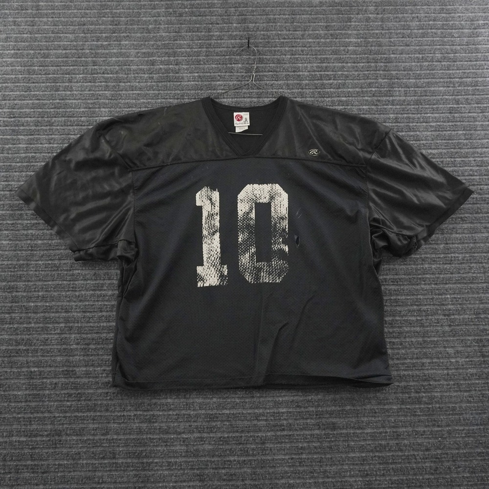 Vintage 90s Rawlings Football Jersey Adult XL Black Distressed Mesh Number 10